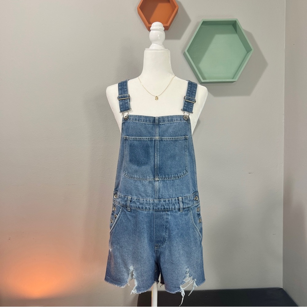 H&M Shorts Denim overalls distress hem